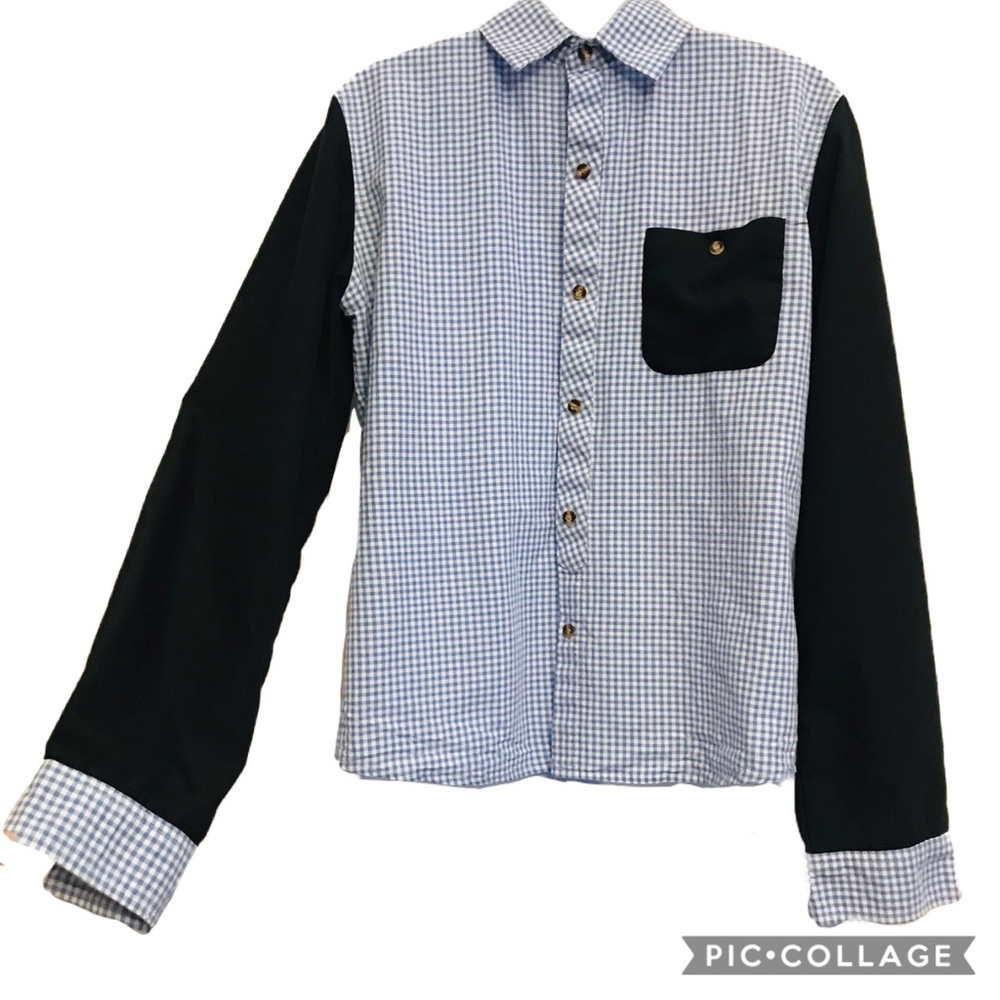 BOYS U2M2 GRID DESIGN Color Block LS Shirt XXL
